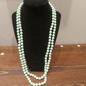 Vintage Light Teal Milky Beaded Necklace